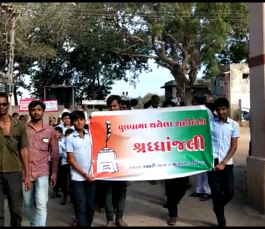 માળીયા(મી.) ના તરઘરી ગામે પ્રા.શાળાના વિદ્યાર્થીઓએ દ્વારા શહીદોને શ્રદ્ધાંજલી આપવા રેલી કાઢી